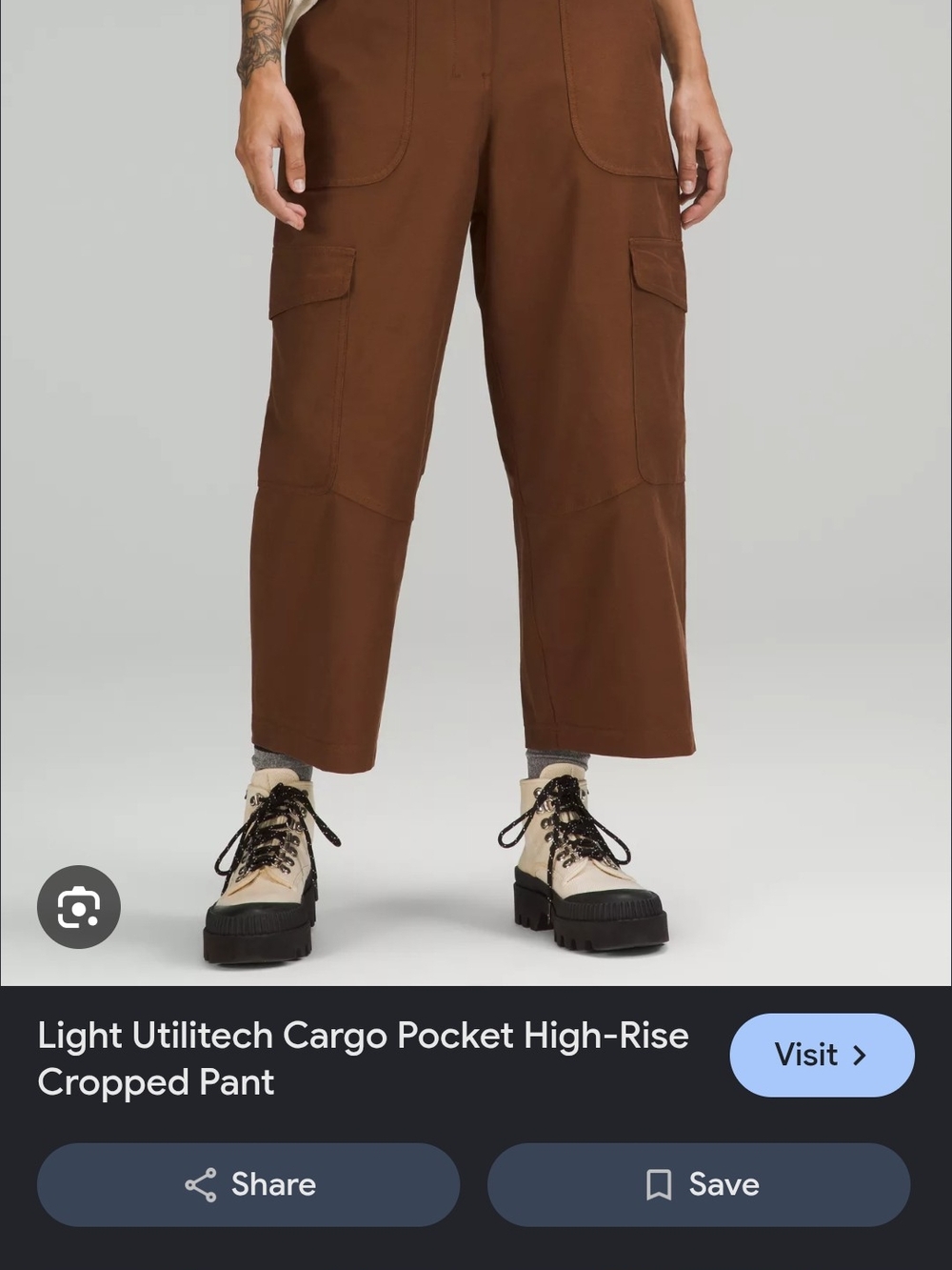Light Utilitech Cargo Pocket High-Rise Cropped Pant - Brown